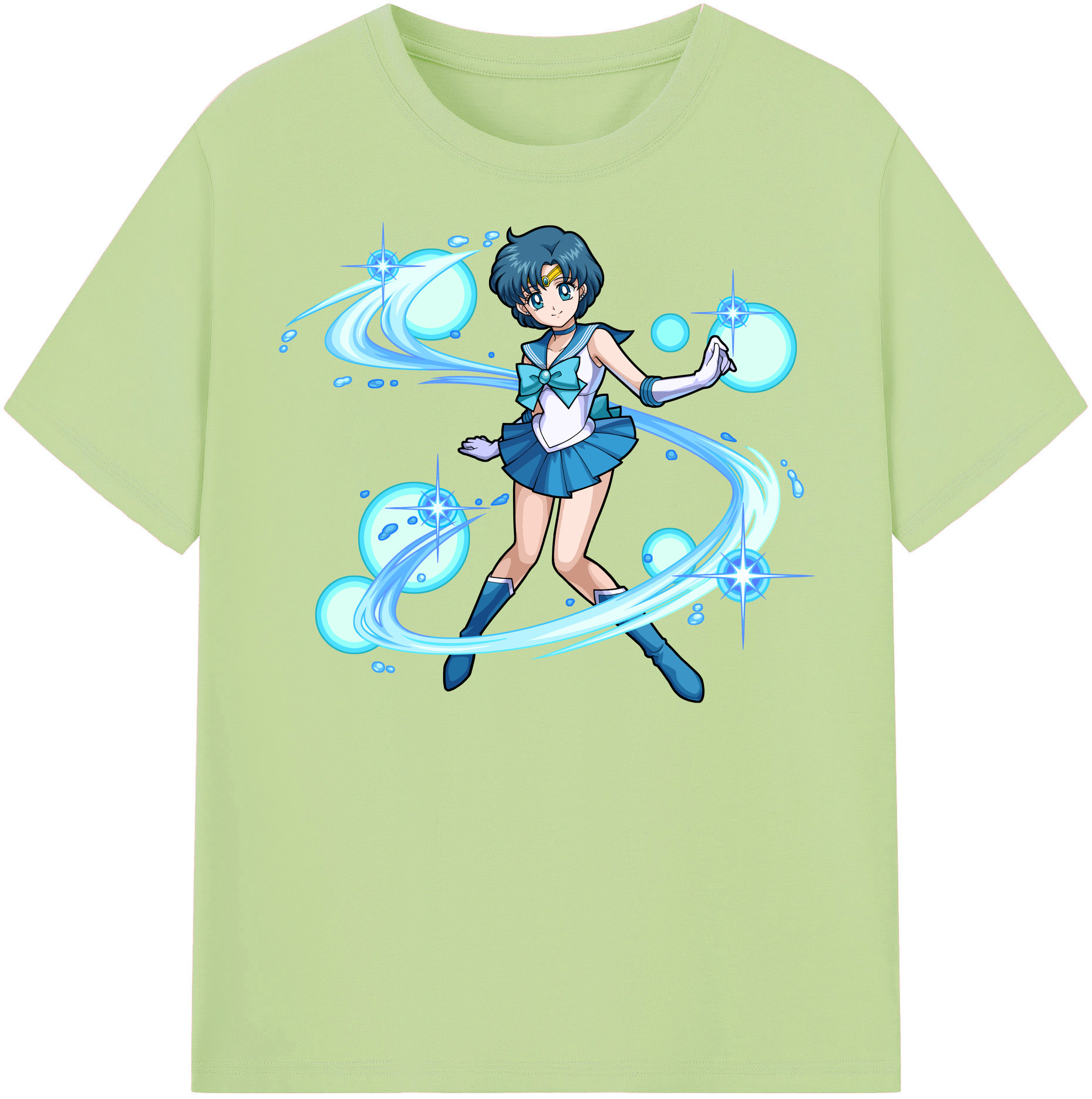 （画像用） 美少女戦士セーラームーン 水野 亜美 みずの あみ Sailor Moon Mizuno Ami 綿100％半袖Tシャツ（フロントプリント）